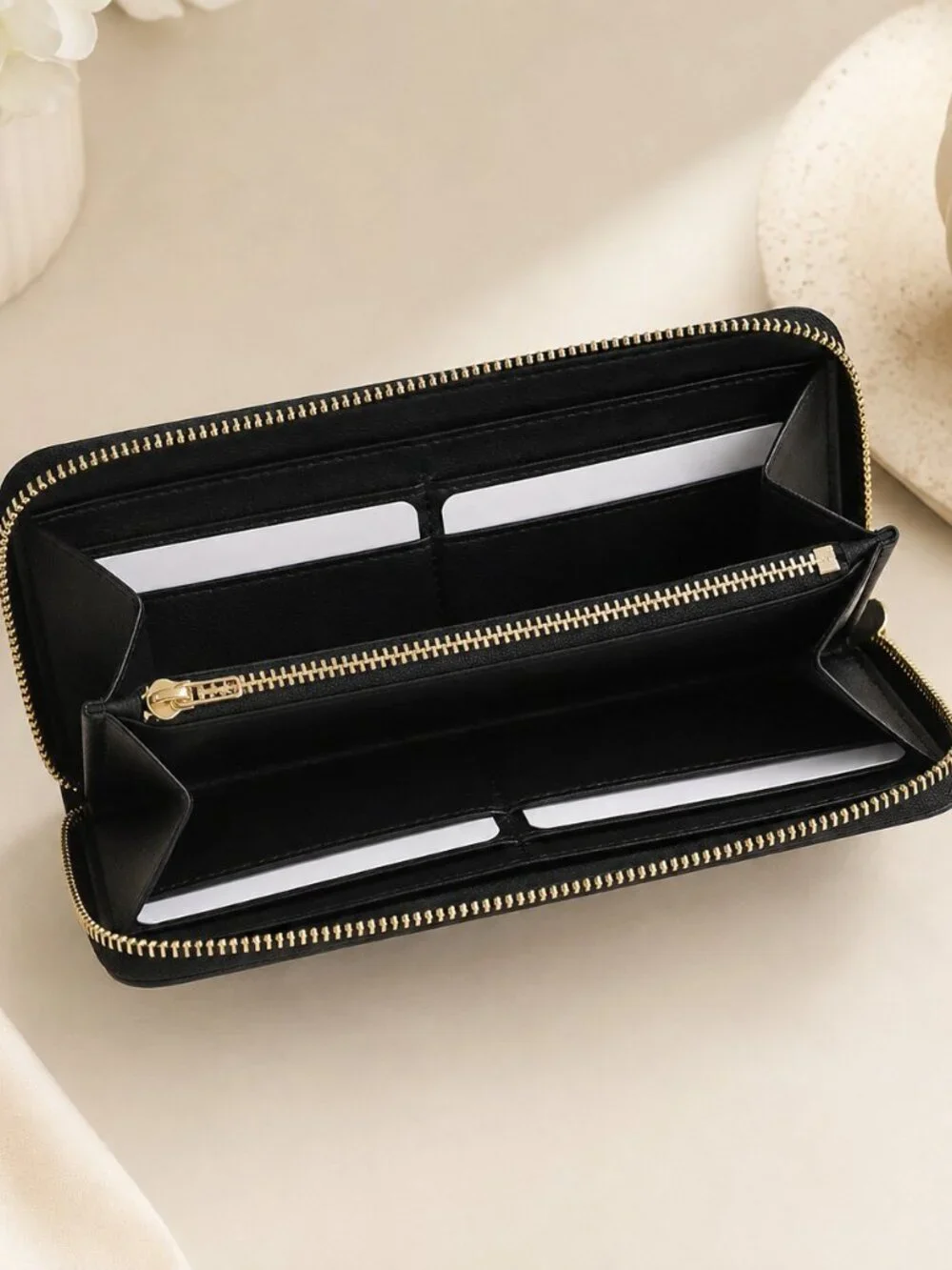 Kate Spade Black Slim Continental Wallet Pebbled Leather Zip Around NWT